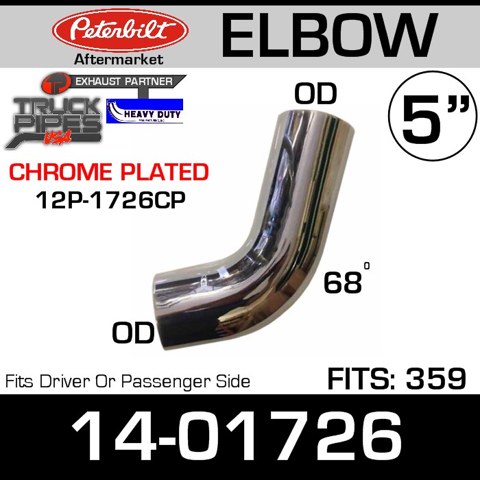 Peterbilt 379 Chrome Exhaust 67 Degree Elbow 14-01726 